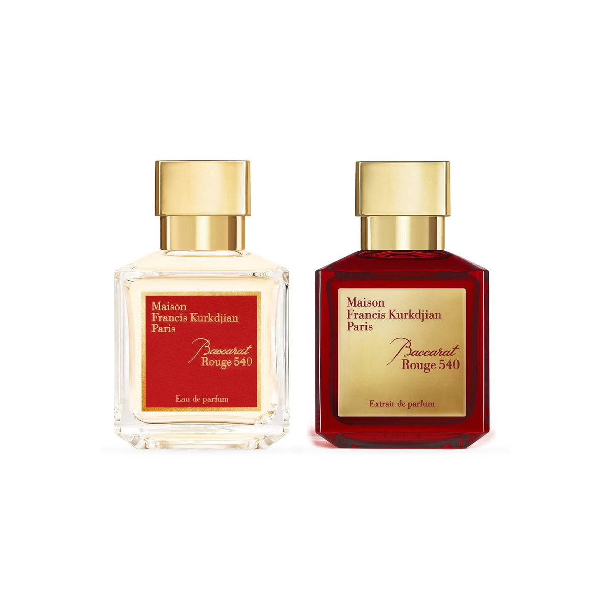 Duo Baccarat Rouge 540: EDP și Extrait: flacoanele parfumurilor din set