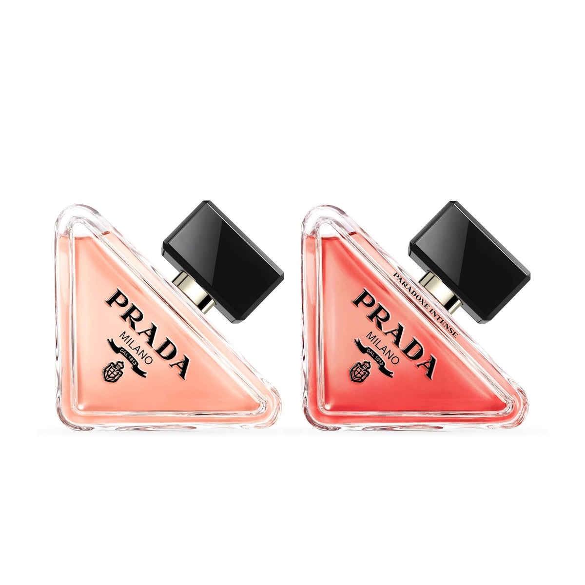 Duo Prada Paradoxe: clasic și Intense: flacoanele parfumurilor din set